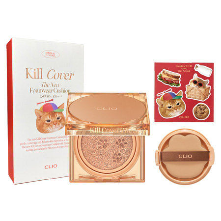 Kill Cover The New Founwear Cushion x Koshort in Seoul Limited Edition #04 Ginger 15g + refill (Cushion + Refill + Cats Block Sticker) 