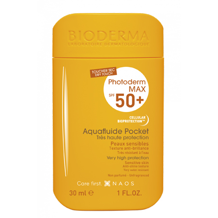 Photoderm Max Aquafluide Pocket SPF50+ 30ml ครีมกันแดดที่ให้การปกป้องผิวจากรังสี UVA/UVB ที่สูงมาก ใช้งานสะดวกและง่ายดายด้วยเนื้อฟลูอิดที่บางเบาดุจน้ำ แห้งไว เหมาะสำหรับทุกสภาพผิว