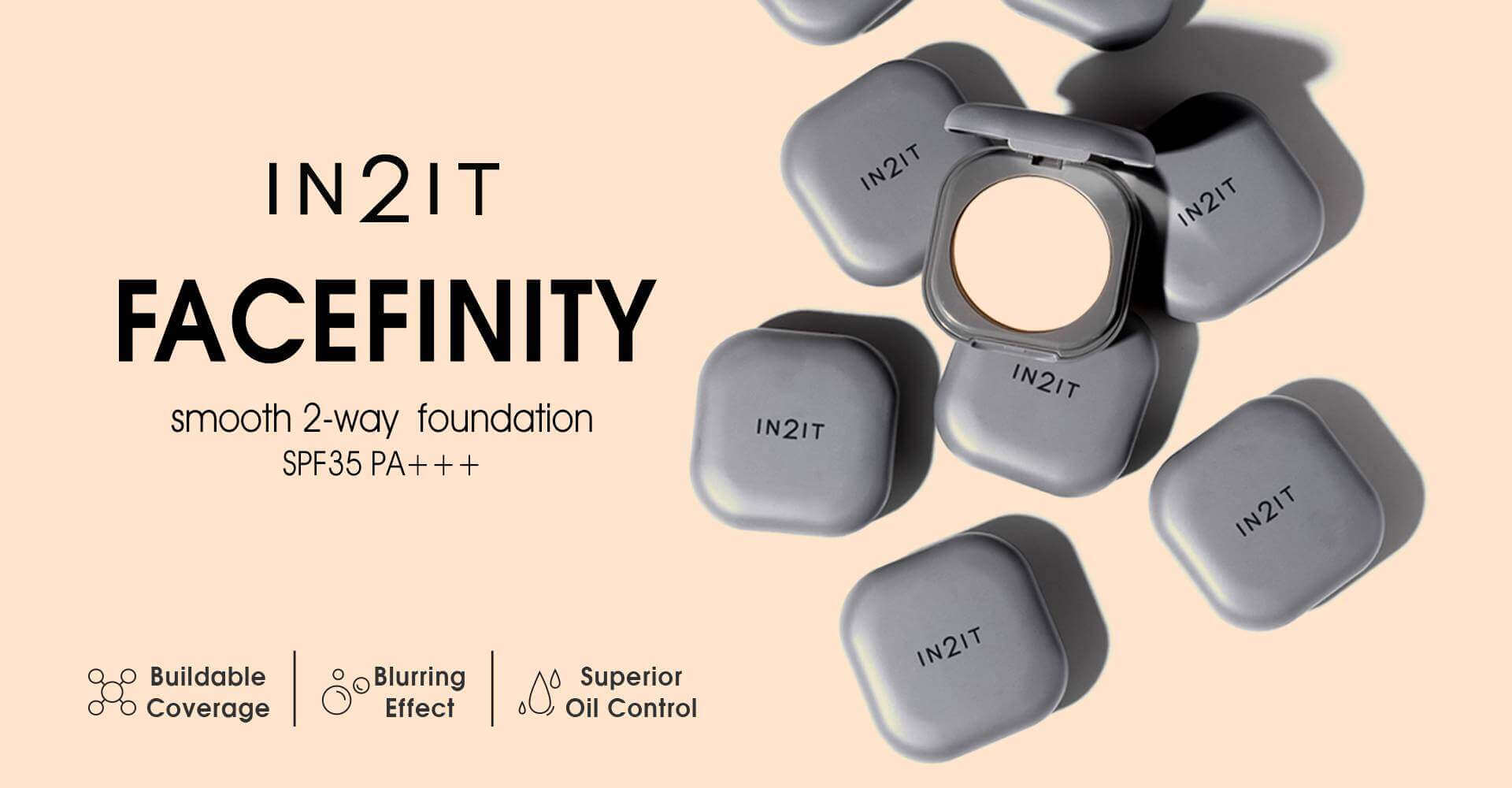 IN2IT,แป้งพัพ,แป้งผสมรองพื้น,IN2IT Facefinity Smooth 2-way Fouhdation SPF35 PA+++,PFE101 Ligh,Facefinity Smooth 2-way Fouhdation SPF35 