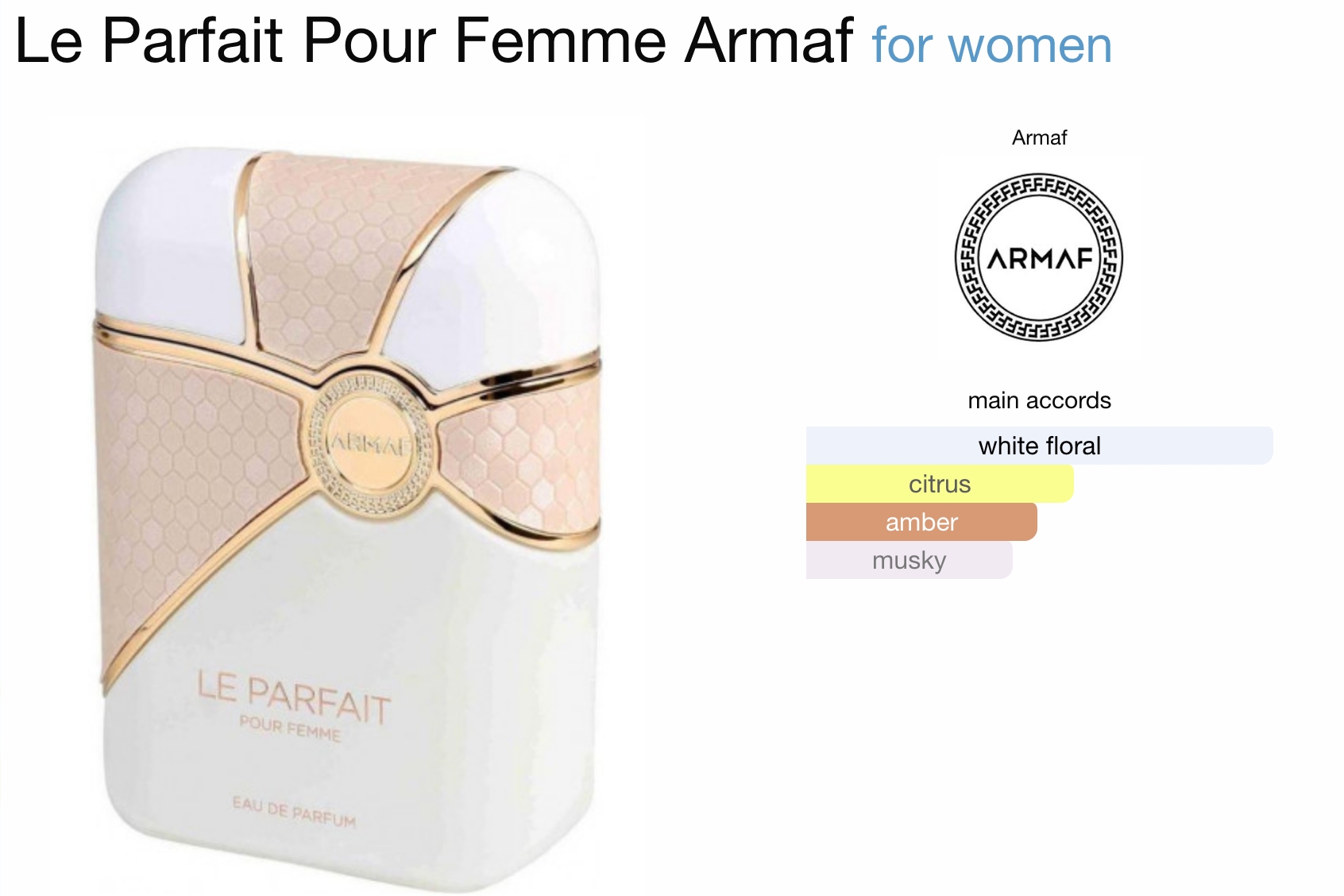 armaf le parfait edp ingredients