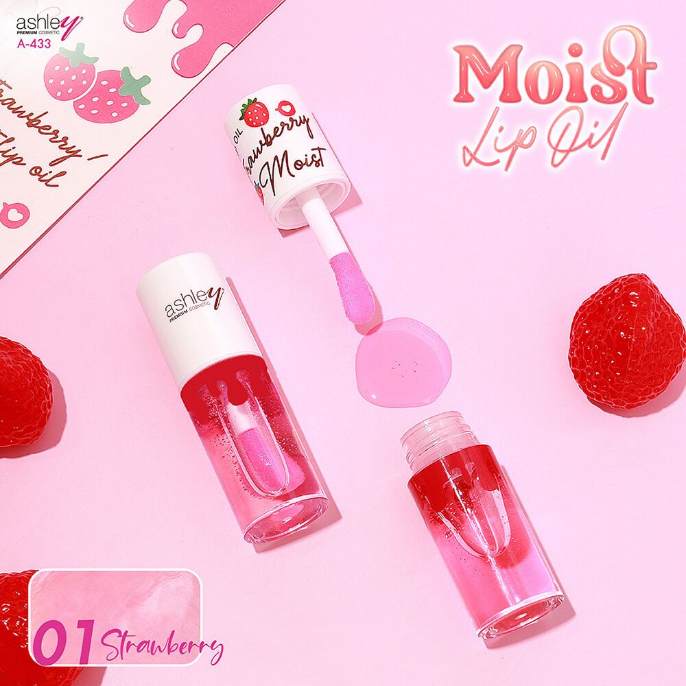 A 433-01 Ashley Moist Lip Oil No.01 Strawberry 4.6g,ราคา Ashley Moist Lip Oil , Ashley Moist Lip Oil รีวิว , Ashley