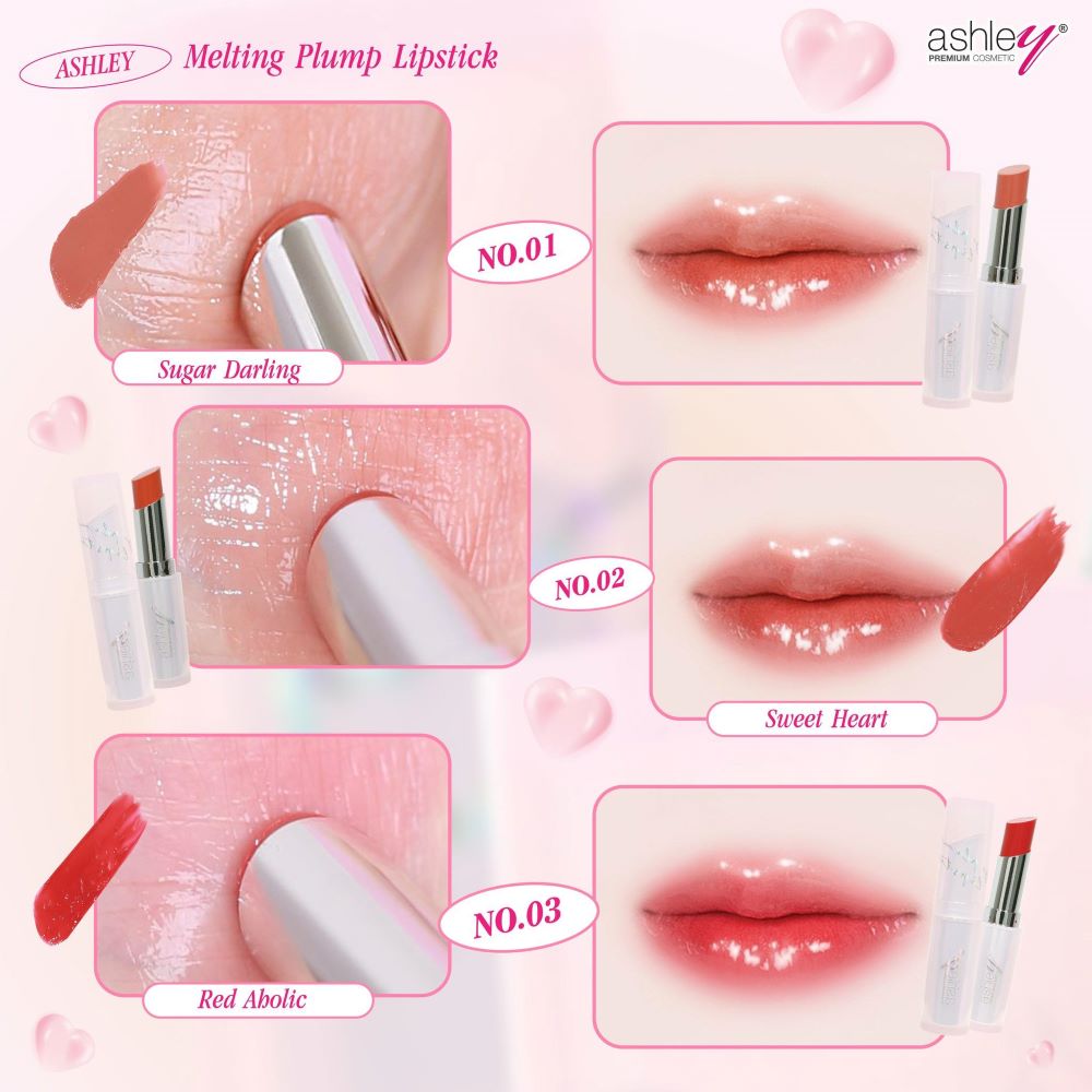 A 445 Ashley Melting Plump Lipstick 3.1g #01 Sugar Darling, A 445 Ashley Melting Plump Lipstick ราคา , A 445 Ashley Melting Plump Lipstick รีวิว 