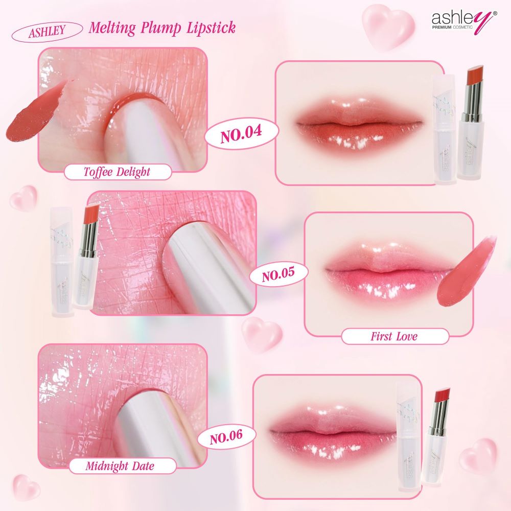 A 445 Ashley Melting Plump Lipstick 3.1g #01 Sugar Darling, A 445 Ashley Melting Plump Lipstick ราคา , A 445 Ashley Melting Plump Lipstick รีวิว 