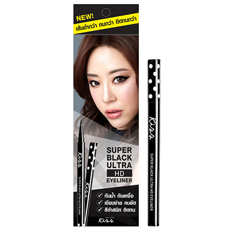 Malissa Kiss Super Black Ultra HD Eyeliner 1g ใหม่ล่าสุด !! หมึกฟิลม์เนื้อบาง ช่วยให้เส้นอายไลเนอร์ดำสนิทติดทนยาวนานยิ่งขึ้น กันน้ำ เหงื่อ ความมันรอบดวงตา