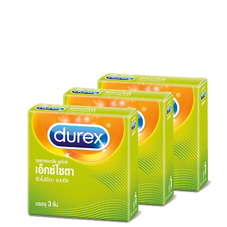 Durex Excita Condom 53mm (3 pcs x 3 boxes) ถุงยางอนามัยผิวไม่เรียบแบบขีด มีริ้ววงแหวน กระตุ้นสัมผัสผู้หญิง ให้ความสุขอยู่กับคุณได้ทุกวัน