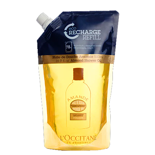 L'Occitane Amande Huile De Douche Shower Oil 500ml (Refill) ผลิตภัณฑ์ทำความสะอาดร่างกาย มอบความชุ่มชื้นของ สวีท อัลมอนด์ ช่วยขจัดสิ่งสกปรกอย่างล้ำลึก