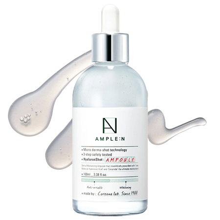 Coreana AMPLE:N Hyaluron Shot Ampoule 100ml เติมความชุ่มชื้นให้ผิวฉ่ำโกลว์ และช่วยเสริมสร้าง Skin Barrier ทำให้ผิวแข็งแรง ลดการแพ้ พร้อมเผชิญมลภาวะ แก้ปัญหาผิวขาดน้ำ