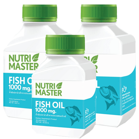 Nutrimaster Mega-3 1000 mg (Fish Oil) 100 แคปซูล 2 ขวด + 30 แคปซูล 1 ขวด ช่วยลดระดับไขมันในเลือด และเพิ่มประสิทธิภาพการทำงานของสมอง