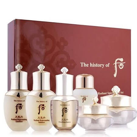 History of Whoo Cheongidan Radiant Special Gift Set 6 pcs (กล่องบุบ ไม่มีผลต่อการใช้งาน) เซ็ตสกินแคร์ต่อต้านริ้วรอย ให้ผิวยกกระชับ ชุ่มชื้น เปล่งประกาย ให้ผิวสมดุลและเข้าถึงสภาวะการฟื้นฟูที่ดีที่สุด 
