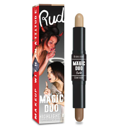 Rude Cosmetics Magic Duo Highlight & Contour #Medium 4.5 g ไฮไลท์และคอนทัวร์สติ๊กเนื้อครีม สร้างกรอบหน้าสวยมีมิติ