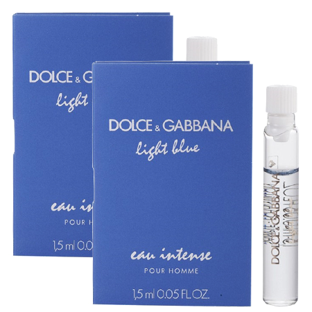Dolce & Gabbana แพ็คคู่สุดคุ้ม!! Dolce & Gabbana Light Blue Eau Intense pour Homme EDP 1.5ml ขั้วขัดแย้งอันทรงเอกลักษณ์ระหว่างความสดชื่น กับเสน่ห์เย้ายวนที่หลอมรวมร่วมกัน