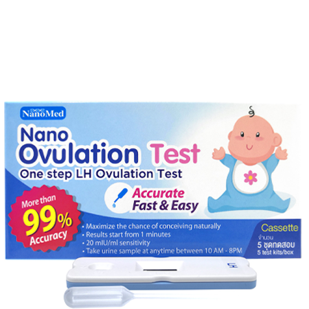 Nanomed Nano Ovulation Test Cassette 1x5'S ชุดตรวจสอบหาระยะการตกไข่ ด้วยตัวเอง ชนิดตลับ อ่านผลง่าย แม่นยำกว่า 99% รู้ผลเร็ว
