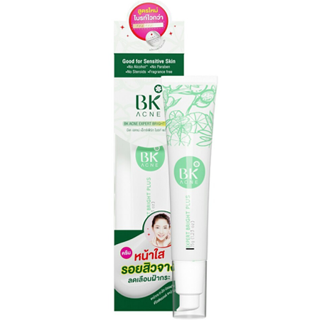 BK Mask Acne Expert Bright Plus 35g สูตรพลัส! เอสเซ้นส์สูตรใหม่ ที่เข้มข้นกว่าเดิม พร้อมบำรุงผิว เคลียร์สิว ฝ้า กระ ลดปัญหารอยสิว จุดด่างดำ ให้ดูเปล่งปลั่ง กระจ่างใส