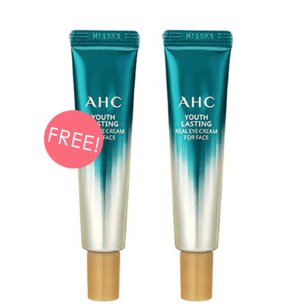AHC ซื้อ 1 ฟรี 1 Youth Lasting Real Eye Cream For Face 12ml อายครีมตัวดังของเกาหลี ใช้ได้ทั้งใตตาและใบหน้า ช่วยป้องกันริ้วรอยและรอยคล้ำใต้ตา
