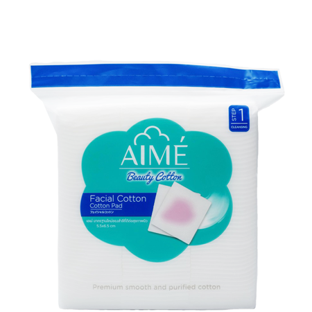 AIME' Cotton Pad 40g. (70แผ่น) โฉมใหม่ปังกว่าเดิม! สำลีผลิตจากใยฝ้ายธรรมชาติ 100% สะอาดบริสุทธิ์ ปลอดภัยไร้สารเคมี เนื้อนุ่มไม่เป็นขุย ไม่ระคายเคืองแม้ผิวบอบบาง