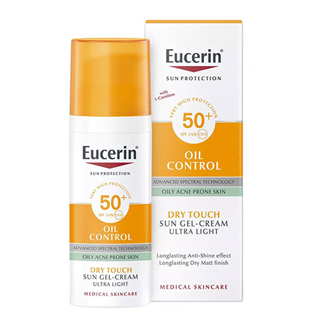 Eucerin Sun Dry Touch Oil Control SPF50+ PA+++​ Sun Gel - Cream Ultra Light 50ml เจลครีมกันแดด สำหรับผิวมันและเป็นสิวง่าย