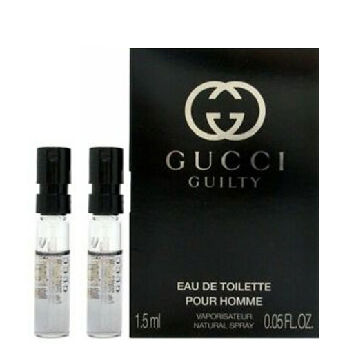 GUCCI แพ็คคู่สุดคุ้ม Guilty Pour Homme Eau de Toilette 1.5ml น้ำหอมผู้ชาย กลิ่นแนว Aromatic Fougère เพิ่มเสน่ห์ให้ชวนน่าลุ่มหลง แสดงออกถึงความเผ็ดร้อนเร้าอารมณ์
