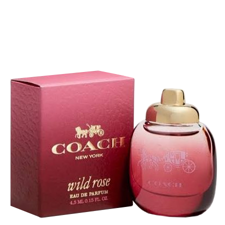 Coach Wild Rose Eau De Parfum 4.5ml กลิ่นหอมที่ละเอียดอ่อนและเข้มข้นผสมผสานกับลูกเกดสีแดงฉ่ำกับดอกกุหลาบบานและแอมบรอกซานอันอบอุ่น