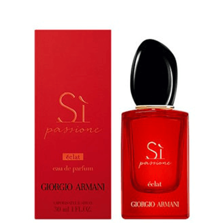 Giorgio Armani Si Passione Eclat EDP 30 mL น้ำหอมกลิ่นแนวฟลอรัลโรส เป็นตัวแทนของผู้หญิงยุคใหม่ ให้ความรู้สึกสดใสมาในขวดสีแดงทับทิมโปร่งแสง