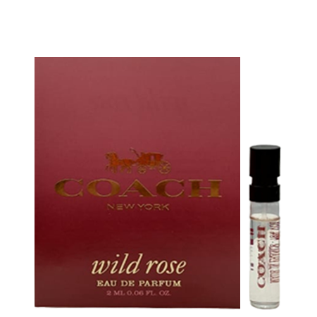 Coach Wild Rose Eau De Parfum 2ml กลิ่นหอมที่ละเอียดอ่อนและเข้มข้นผสมผสานกับลูกเกดสีแดงฉ่ำกับดอกกุหลาบบานและแอมบรอกซานอันอบอุ่น