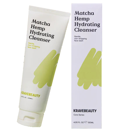 KRAVE BEAUTY Matcha Hemp Cleanser 120 ml โฟมล้างหน้าลดสิว สิวอุดตัน ผิวแพ้ง่าย ผิวขาดน้ำให้ความชุ่มชื้น นุ่มลื่น มัทฉะสุดๆ สูตรเจลเด้งฟองเนียนนุ่มขจัดสิ่งสกปรกได้ดี