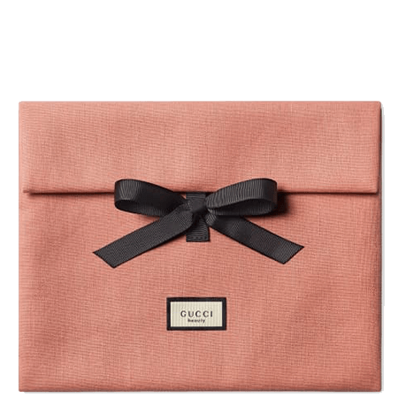 GUCCI Beauty Pink Pouch Make Up Bag 2022 กระเป๋าเครื่องสำอางสีชมพูโอรสสุดน่ารัก จุของได้เยอะน้ำหนักเบา วัสดุทำมาจากผ้าอย่างดี ตกแต่งด้วยโบว์สีดำ