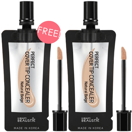 BEAUSTA ซื้อ 1 ชิ้น ฟรี 1 ชิ้น Perfect Cover Tip Concealer #Natural Beige 4ml คอนซีลเลอร์ เนื้อลิควิดที่ช่วยปกปิดจุดด่างดำ ปัญหารอยสิว รอยคล้ำใต้ตา ช่วยให้สีผิวเนียนเสมอกัน