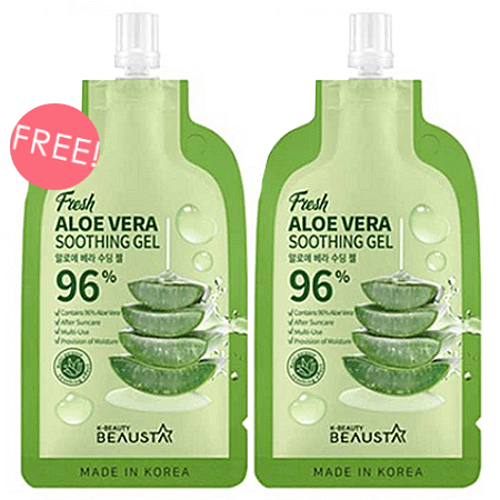 BEAUSTA ซื้อ 1 ชิ้น ฟรี 1 ชิ้น Aloe Vera Soothing Gel 20ml เจลว่านหางจระเข้เข้มข้น 96% ช่วยบำรุงให้ผิวเนียนนุ่มชุ่มชื่นได้อย่างยาวนาน
